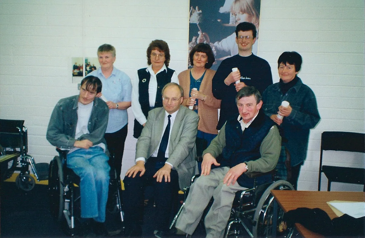 Michael Finucane TD presenting certificates to FÁS participants, with Gerard O'Connor, Davy Noonan and FÁS supervisor Breda Bennett, circa 2005-2006