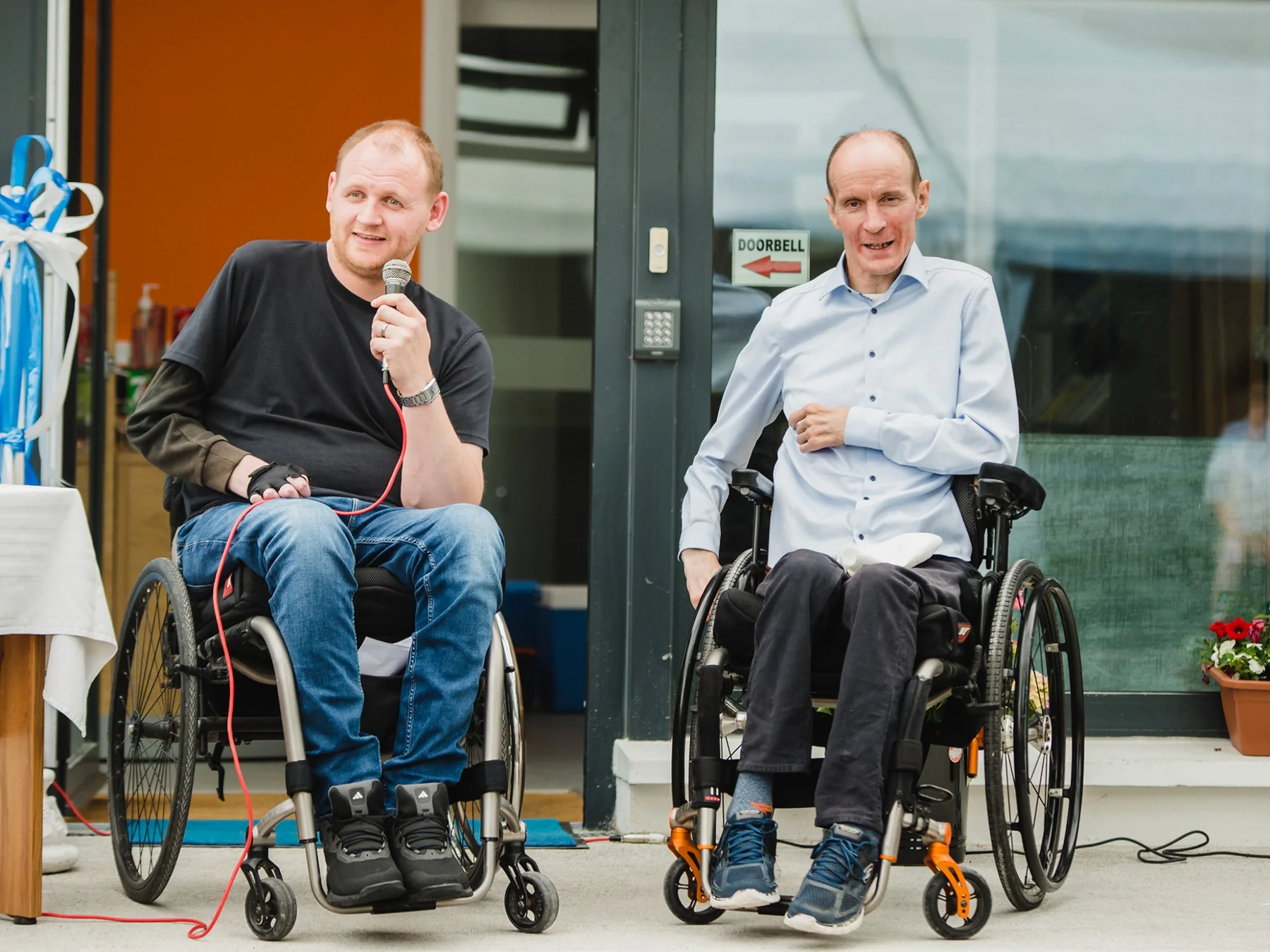 Former Chairperson Ben Lenihan and former Manager Ger O'Connor at the opening of the renovated office in 2023