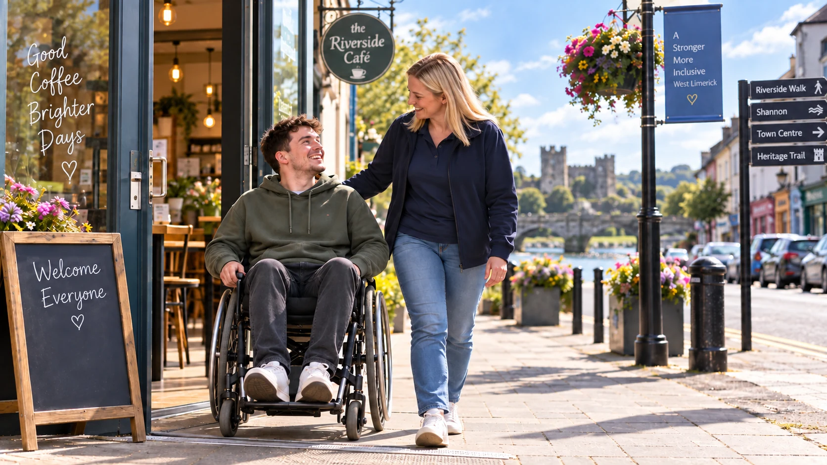 Personal Assistant supporting a wheelchair user